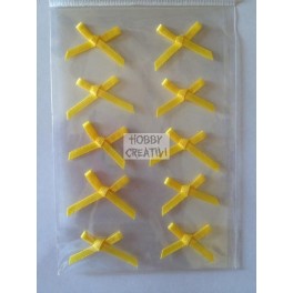 10 fiocchi fiocchetti raso sp. 3 mm gialli