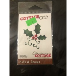 cottage cutz holly&berries CCMINI025