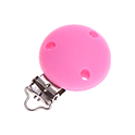 Clip in silicone rosa acceso per catenelle portaciuccio