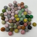 5 perle striate tessuto 20 mm colori random