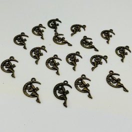 Ciondolo fatina su luna color bronzo - 10 pezzi