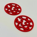 Cerchio con farfalle in filigrana di legno rosso - 2 pezzi