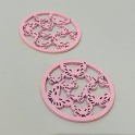 Cerchio con farfalle in filigrana di legno rosa - 2 pezzi