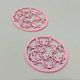 Cerchio con farfalle in filigrana di legno rosa - 2 pezzi